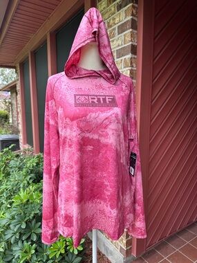 NWT RTF Realtree Fishing Gear Pink Camo Hooded Performance Shirt
